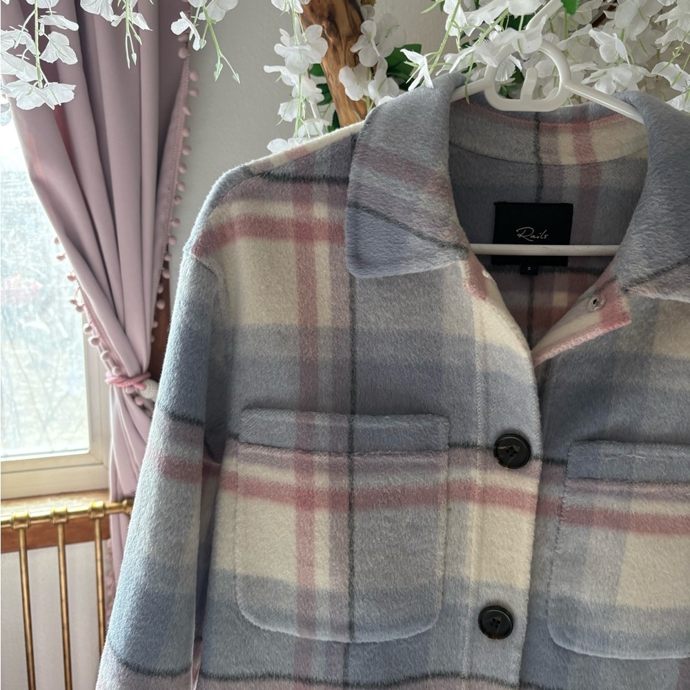 Rails Junean Pastel Plaid Connie Pea Coat in Blue and Pink - Picture 8 of 13